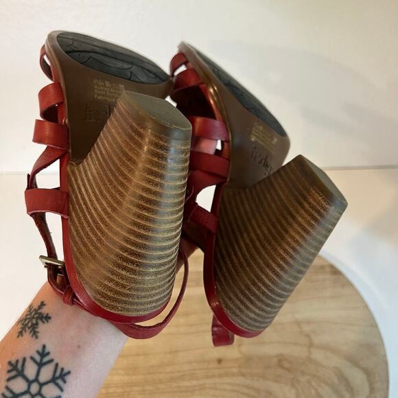 Indigo By Clarks Red Genuine Leather Weaved Woven Open Toe Sandals Size 11 - Picture 6 of 14